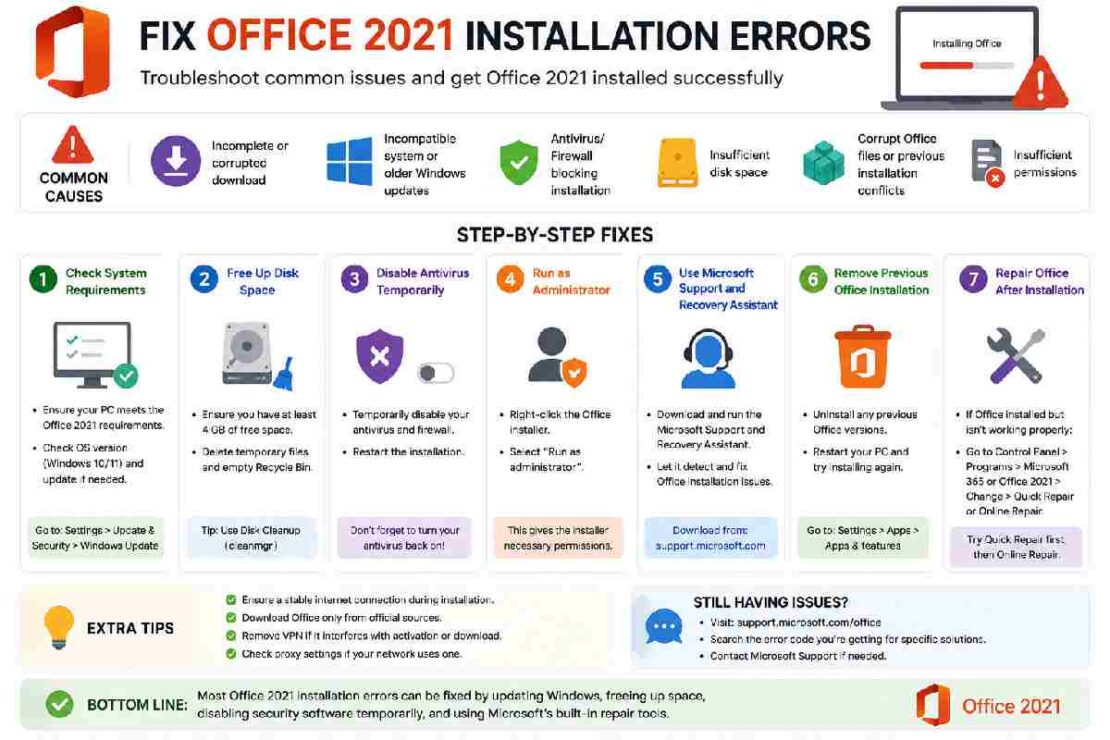 fix office 2021 installation errors