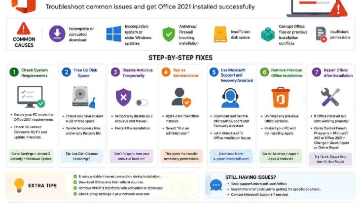 fix office 2021 installation errors