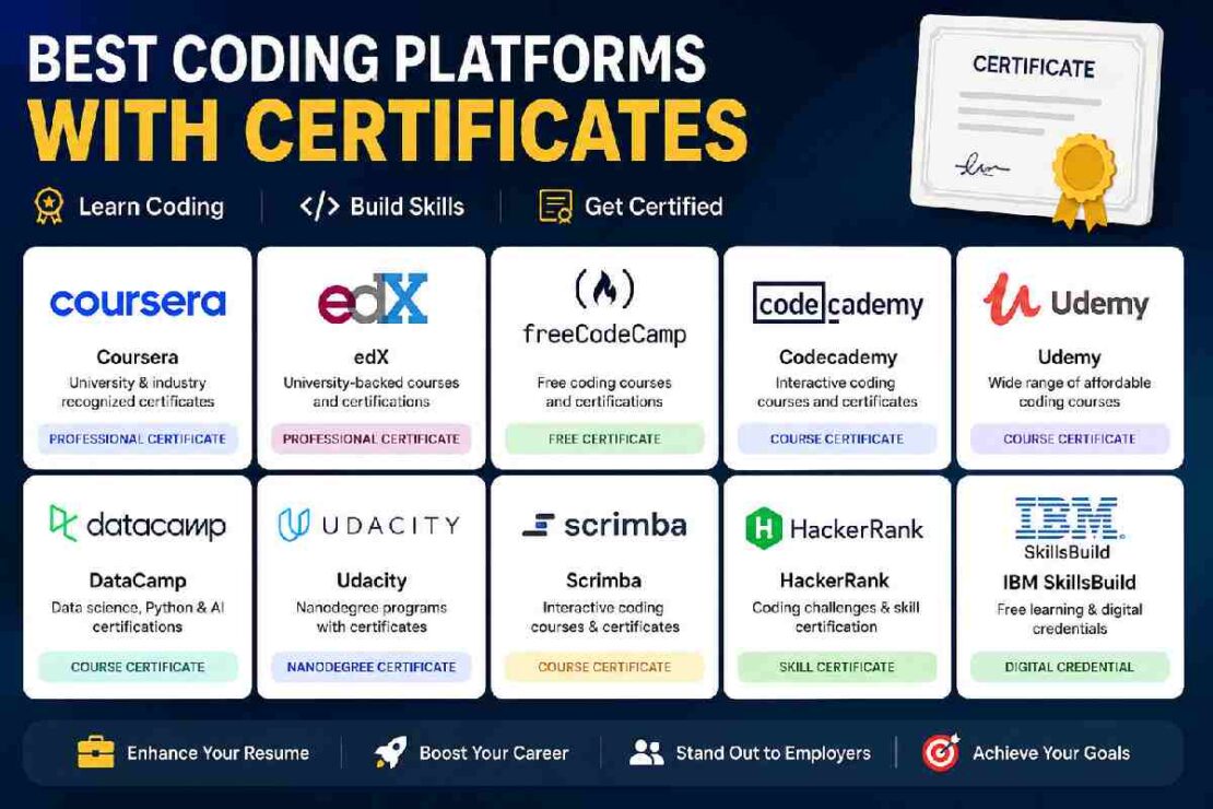 coding platforms with certificates