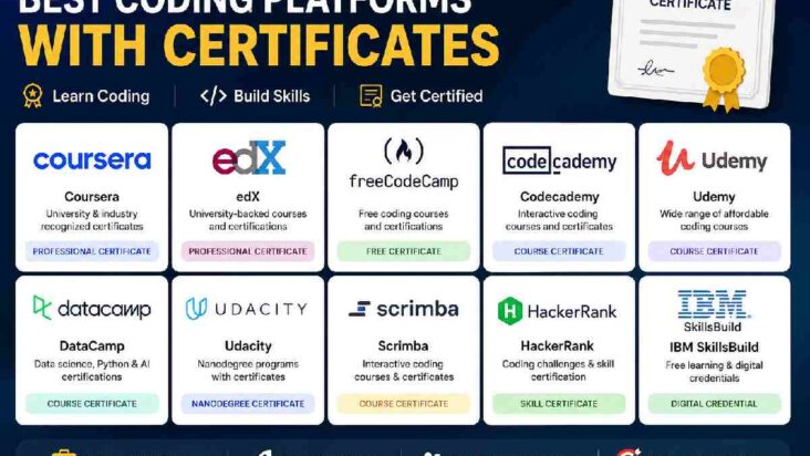 coding platforms with certificates