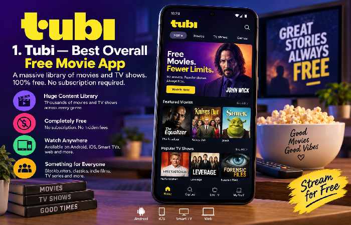 Tubi — Best Overall Free Movie App
