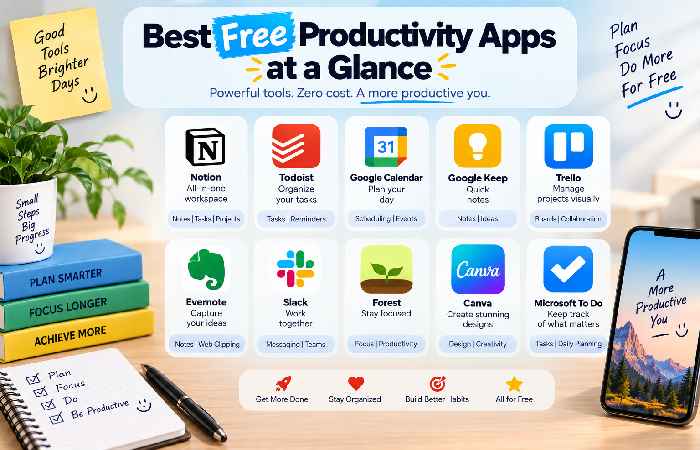Best Free Productivity Apps at a Glance