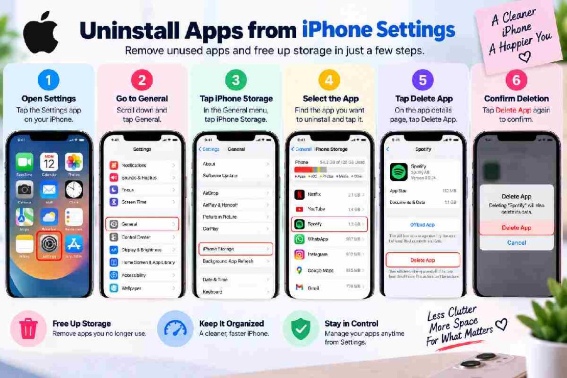 uninstall apps from iphone settings